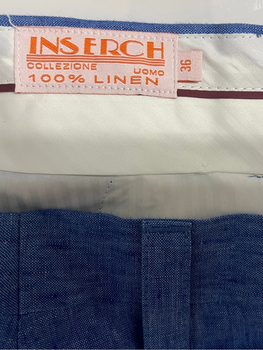 INSERCH Mens Blue 100% Linen Pants Size 36